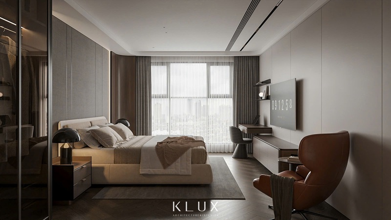 Thiết kế chung cư 100m2 lắp đặt kính cường lực cho ánh nắng xuyên qua 