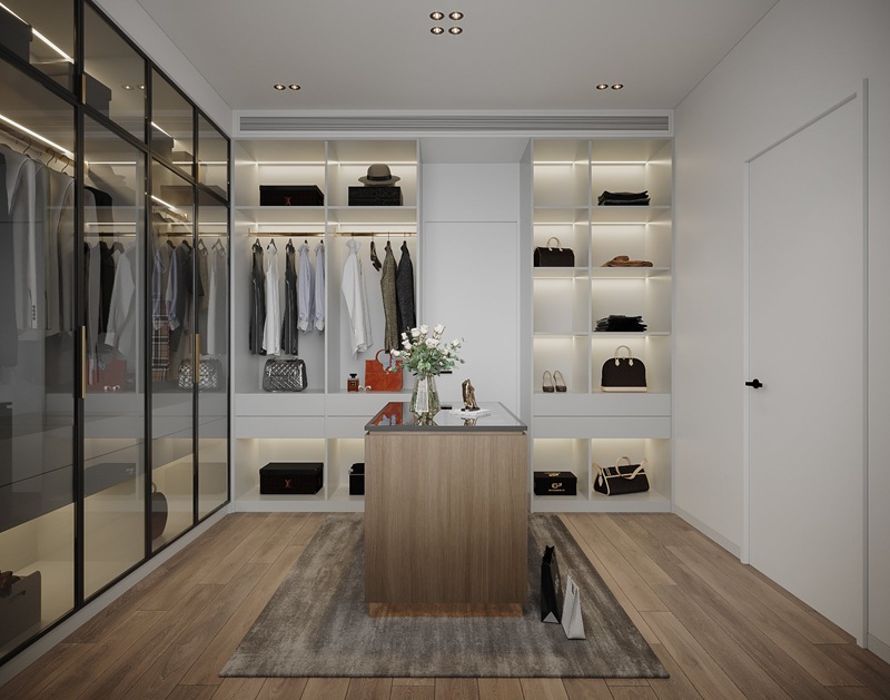 Thiết kế nội thất biệt thự với không gian phòng thay đồ sang trọng