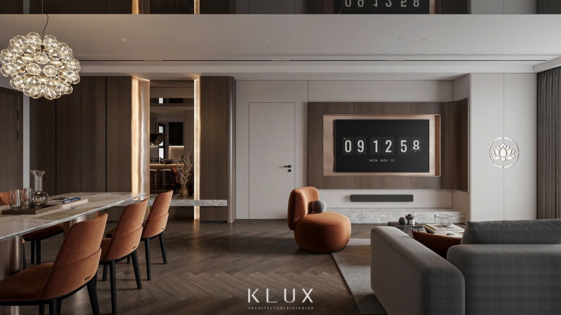 Thiết kế nội thất căn hộ chung cư 150m2 phân chia từng không gian rõ ràng