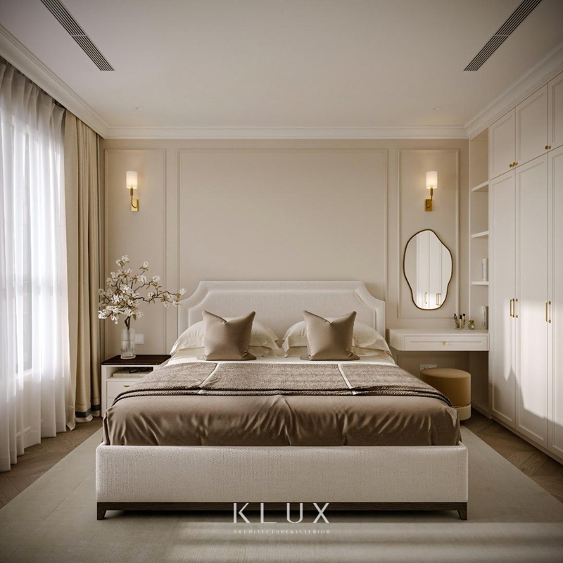 Không gian phòng ngủ không quá cầu kỳ nhưng vẫn tạo được điểm nhấn rõ ràng