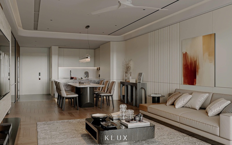 Thiết kế nội thất chung cư 90m2 với hệ điều hòa âm trần hiện đại 