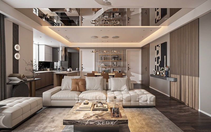 Thiết kế căn hộ diện tích 90m2 phong cách Modern Luxury