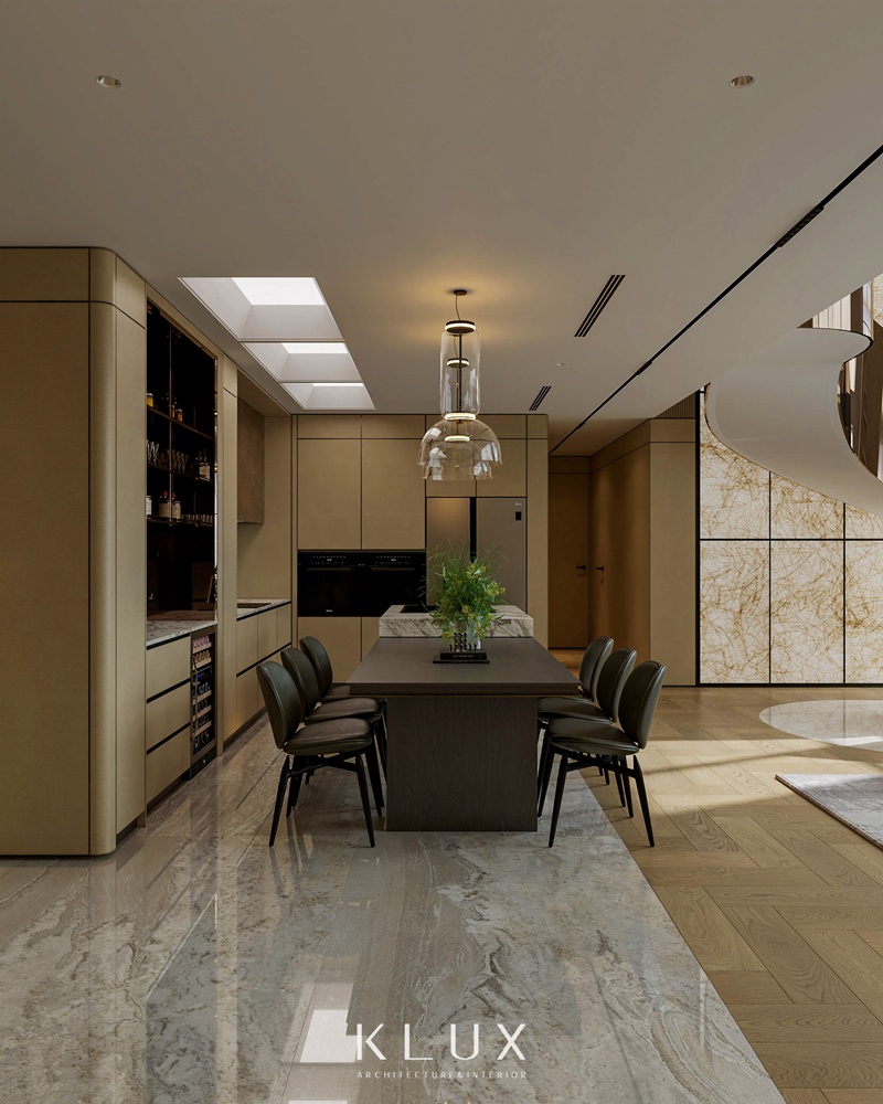 Từng loại vật liệu trong không gian phòng bếp được lựa chọn kỹ càng 