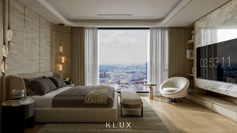 Thiết kế phòng ngủ với tầm nhìn view đắt giá ra toàn thành phố 