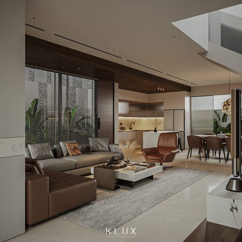 Thiết kế nội thất nhà phố đẹp liên thông phòng khách và phòng bếp Thiết kế nội thất nhà phố đẹp liên thông phòng khách và phòng bếp