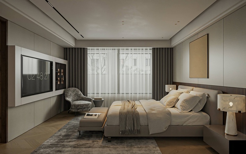 Không gian phòng ngủ master hiện đại Thiết kế nội thất nhà phố hiện đại đẹp
