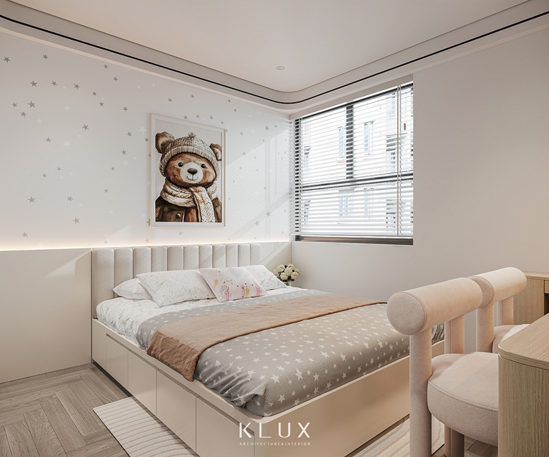 Phòng ngủ con gái với các họa tiết hoạt hình dễ thương