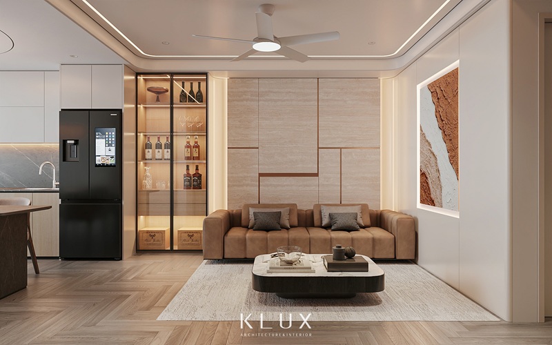 Thiết kế căn hộ chung cư 100m2 3 phòng ngủ sử dụng tông màu vàng ấm cúng 