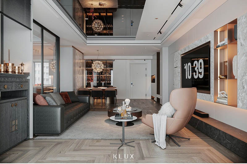 Thiết kế phòng khách 30m2 với phong cách hiện đại, thoáng đãng