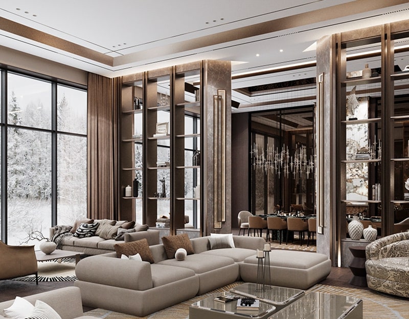 Không gian đẳng cấp sử dụng màu vàng gold làm chủ đạo 