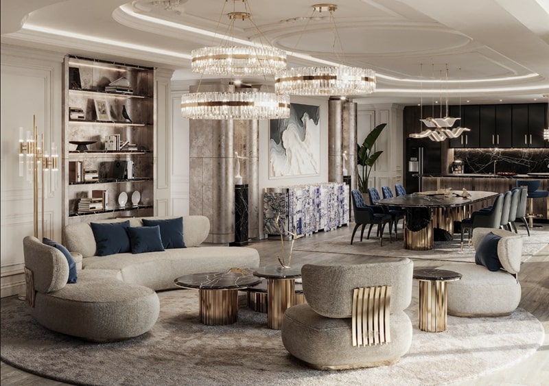 Thiết kế phòng khách Luxury bố trí nội thất khoa học