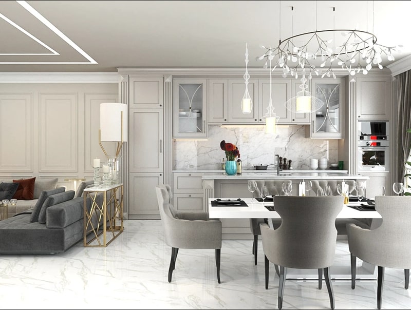 Phong cách Modern Classic sử dụng vật liệu nội thất cao cấp bền vững