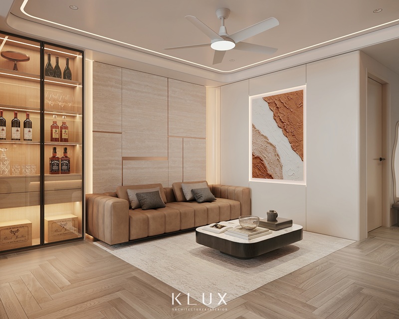 Thiết kế nội thất căn hộ 110m2 bố trí hệ tủ rượu sang trọng Thiết kế nội thất căn hộ 110m2 bố trí hệ tủ rượu sang trọng