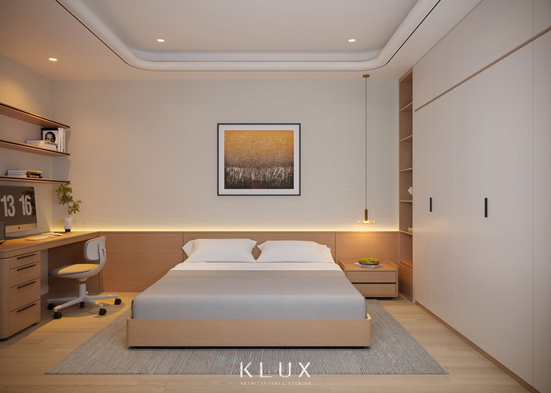 Phòng ngủ ấm cúng với hệ đèn LED âm tường tạo cảm giác ấm cúng