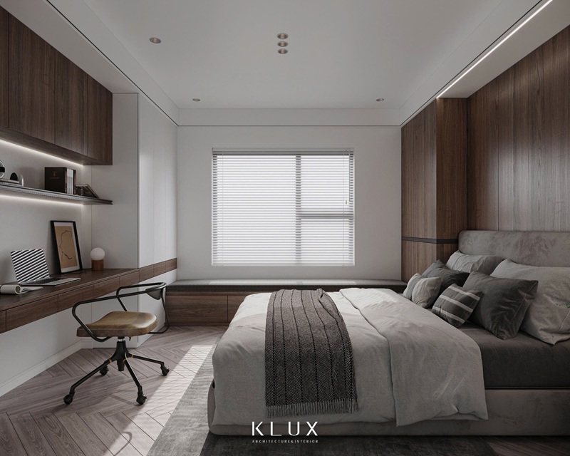 Phòng ngủ nhỏ đơn giản kết hợp 2 tông màu đối lập tạo sự cân bằng cho không gian Phòng ngủ nhỏ đơn giản kết hợp 2 tông màu đối lập tạo sự cân bằng cho không gian