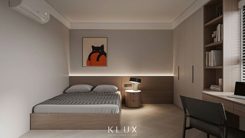 Hệ đèn LED ấm cúng được bố trí trong không gian phòng ngủ Hệ đèn LED ấm cúng được bố trí trong không gian phòng ngủ