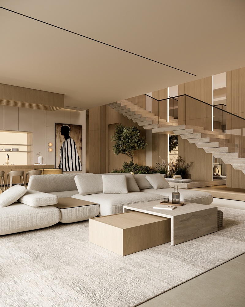 Thiết kế nội thất phòng khách với không gian mở thoáng đãng