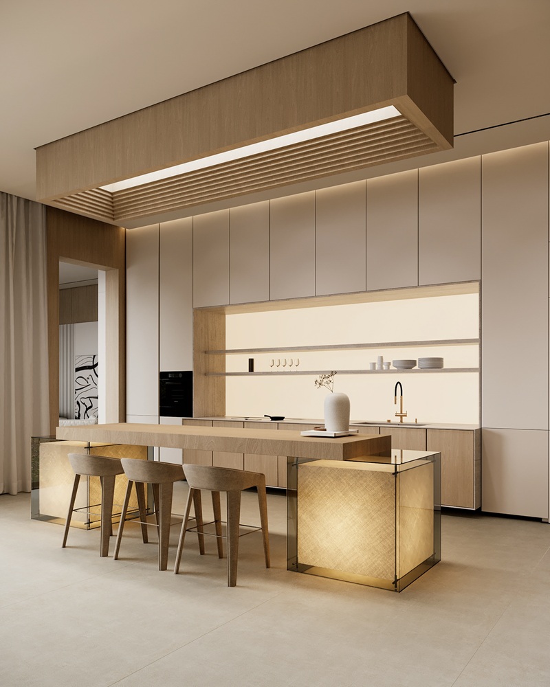 Không gian hiện đại chú trọng đến những đường nét thẳng tinh tế 