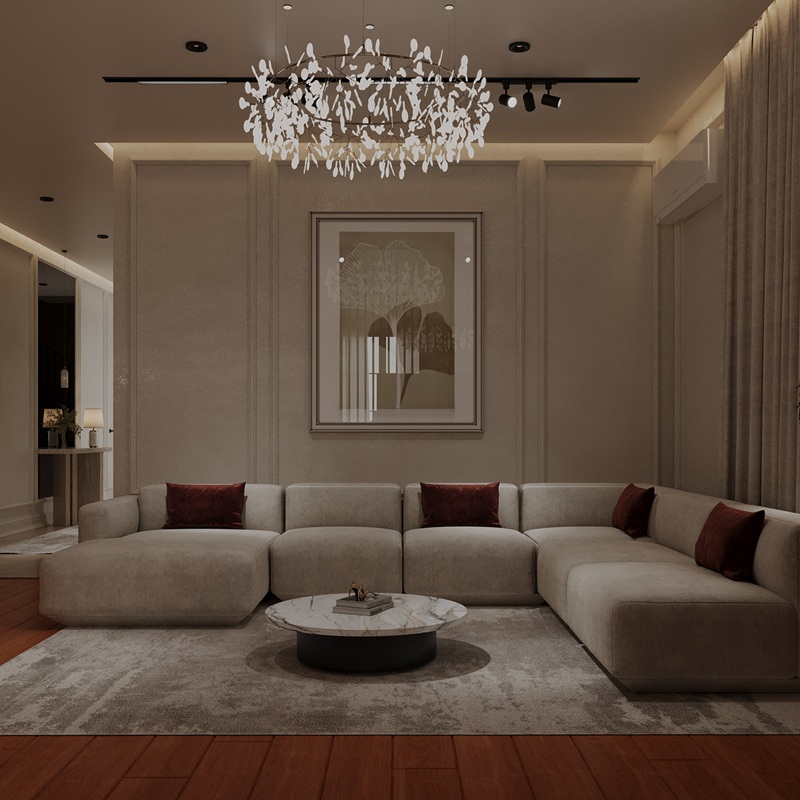 Thiết kế nội thất biệt thự Vinhomes tân cổ điển với các đường phào chỉ tinh tế 