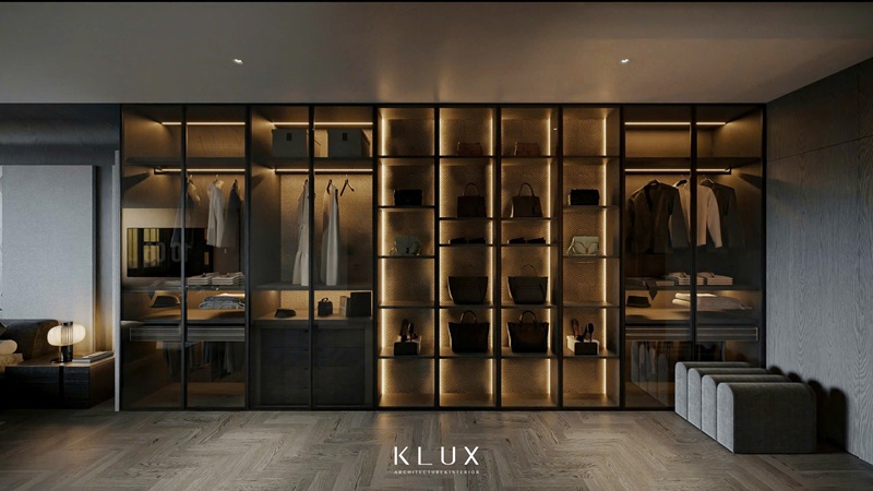 Hệ quần áo siêu rộng siêu dài được phân tách thành nhiều ngăn lưu trữ 