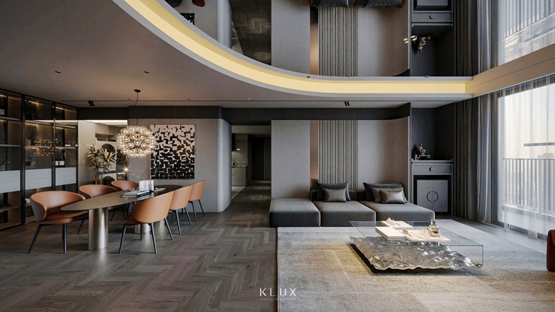 Không gian thiết kế mở đầy khoáng đạt kết nối liền mạch phòng khách và bàn ăn với nhau Không gian thiết kế mở đầy khoáng đạt kết nối liền mạch phòng khách và bàn ăn với nhau