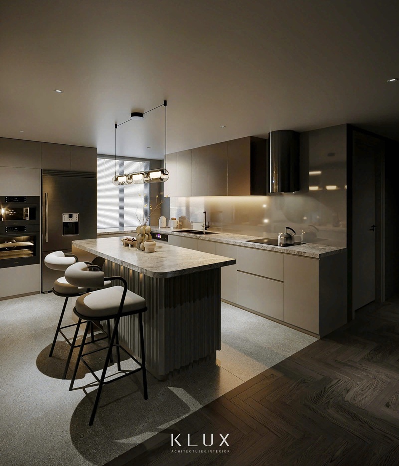 Không gian phòng bếp ấm cúng với hệ đèn thả nghệ thuật, khẳng định gu thẩm mỹ thượng lưu của gia chủ Không gian phòng bếp ấm cúng với hệ đèn thả nghệ thuật, khẳng định gu thẩm mỹ thượng lưu của gia chủ