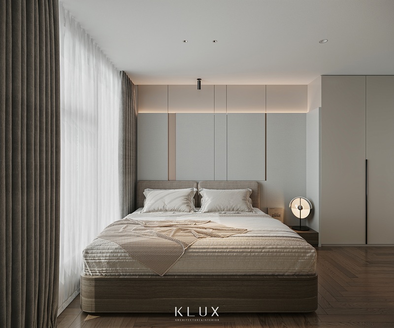 Phòng ngủ nhỏ sử dụng hệ tủ gỗ công nghiệp cao kịch trần