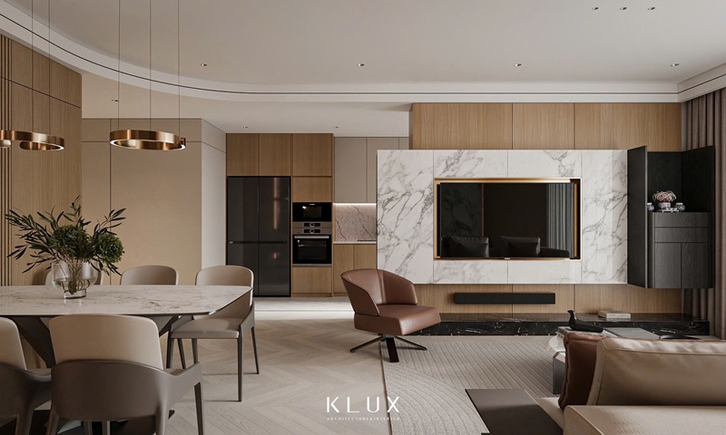 Việc sử dụng các vật liệu bền vững, cao cấp khẳng định gu thẩm mỹ tinh tế của gia chủ 