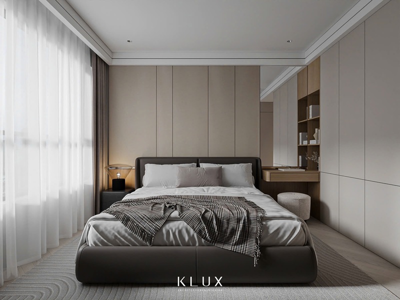 Phòng ngủ thiết kế đồng bộ với tổng thể không gian căn hộ