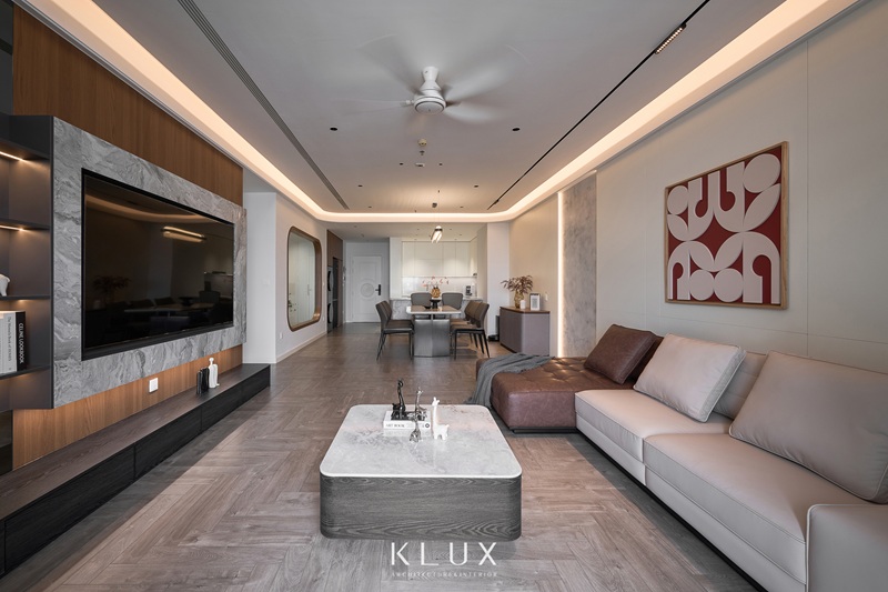 Không gian phòng khách sử dụng lối thiết kế mở tạo sự kết nối liền mạch