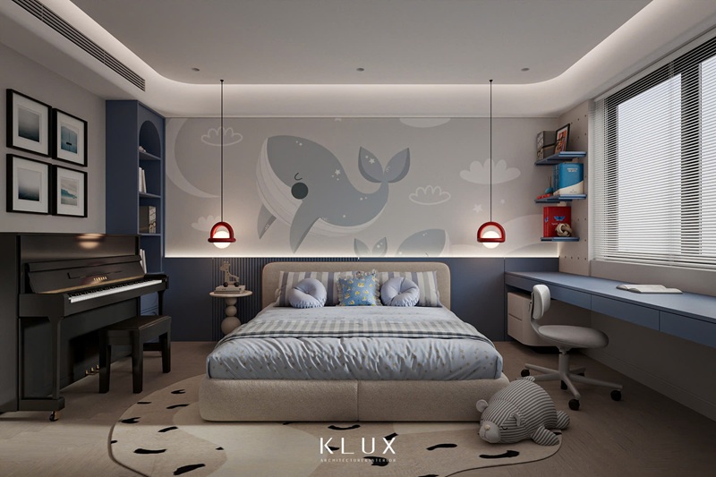 Phòng ngủ con trai với các họa tiết hoạt hình dễ thương 